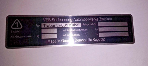 Typenschild schild ifa - typenschild, veb